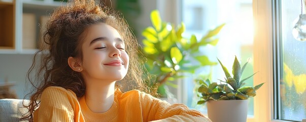 Subtle happiness, close-up, relaxed smile, soft lighting, natural expression, joyful tone