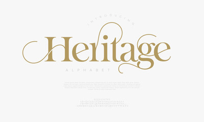 Heritage typography beauty fashion elegant minimalist serif italic fonts decorative wedding vintage retro logos. Minimal luxury font alphabet logo. Vector illustration