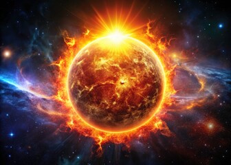 Obraz premium Radiant Sun in Cosmic Darkness - Symbol of Hope and Vitality