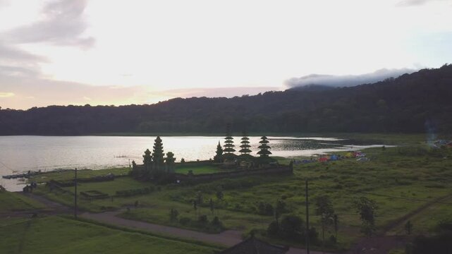 Tamblingan lake drone stock video