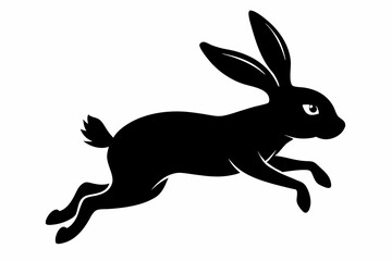 Jumping rabbit black silhouette vector, rabbit icon vector