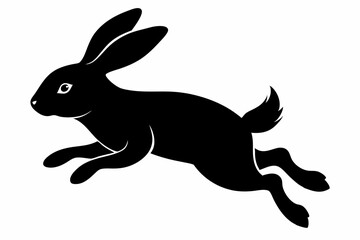Jumping rabbit black silhouette vector, rabbit icon vector