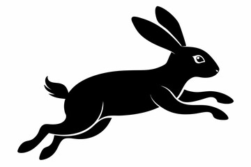 Jumping rabbit black silhouette vector, rabbit icon vector
