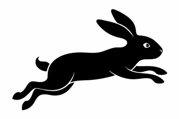 Jumping rabbit black silhouette vector, rabbit icon vector