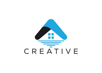 Creative and minimal roofing and wave logo design. Wave and Real estate logo concept