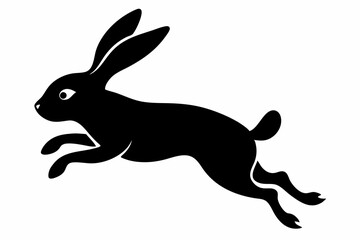 Jumping rabbit black silhouette vector, rabbit icon vector