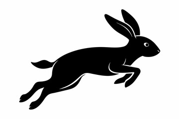 Jumping rabbit black silhouette vector, rabbit icon vector