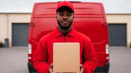 Delivery driver provides package with professional service for timely dispatch to customers