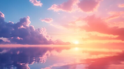 Obraz premium Sunset over the ocean with reflection in the water