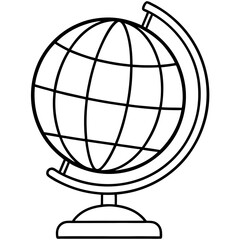Line art of a globe on a stand. vector illustration 