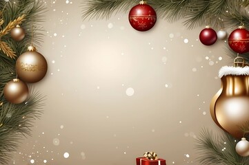   pastal frame with Realistic 3d Christmas Decoration