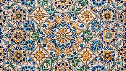 Tile pattern background with intricate geometric design , decorative, seamless, texture, repeat, backdrop, mosaic