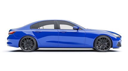 Naklejka premium Blue car isolated on white background rendering