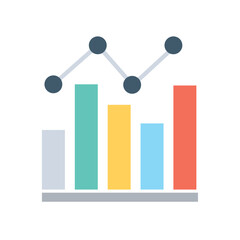 Bar Line Chart Icon Flat Vector Stock