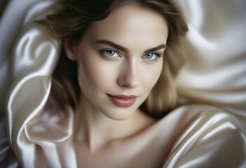 Naklejka premium Beautiful woman, soft focus, romantic, ethereal.