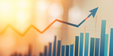 An upward-pointing arrow on a financial bar chart, symbolizing positive growth, market improvement, and successful investment strategies.