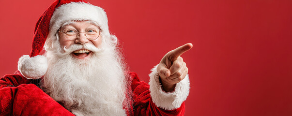 The  Santa Claus in a close-up, holding a red sack