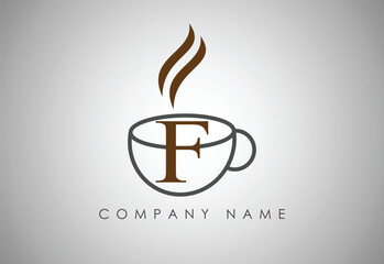 Alphabet F  Coffee cup, Coffee badge, Coffee cup logo design.