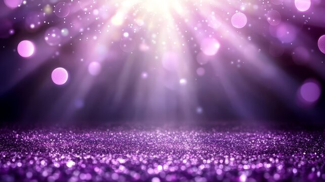 Dazzling purple glitter background with spotlights, a vibrant backdrop for celebrations and presentations