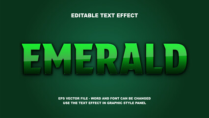 Editable Text Effect Emerald 3D Vector Template