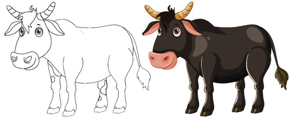 Cow Illustration with Outline