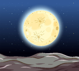 Fototapeta premium Serene Night with Glowing Full Moon