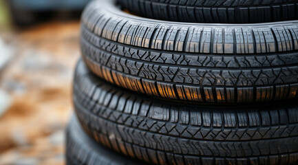 Obraz premium Winter tire for cars on the street, created using Generative AI technology.