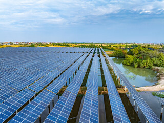Aerial photography of solar photovoltaic array