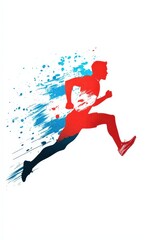 Obraz premium Graffiti-inspired runner on track, isolated for a high-energy, modern look