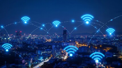 Obraz premium smart city with wifi icons