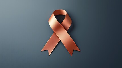 A glossy metallic copper ribbon displayed on a dark background, symbolizing awareness and causes associated with the color.