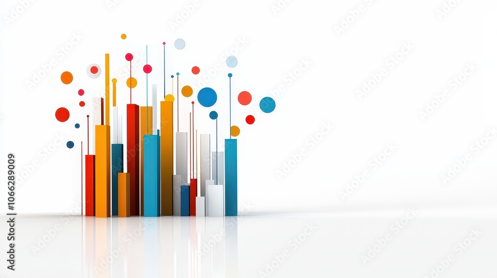 Poster growing graph lines in abstract style, isolated to represent innovation-driven growth