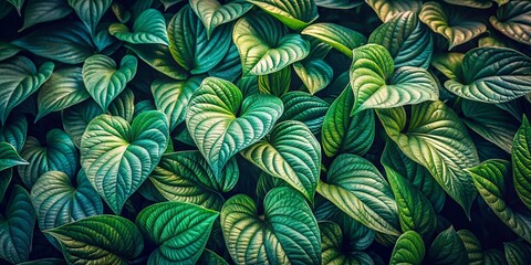 Naklejka premium A Symphony of Emerald Lush Green Leaves Intertwined, Forming a Verdant Tapestry of Nature's Artistic Mastery