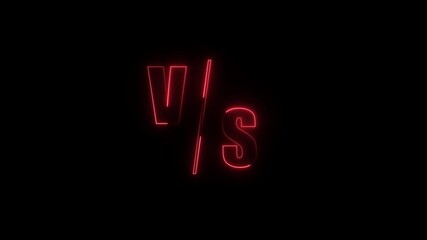 VS versus bars neon animated versus vs bars neon multiplayer co op team with smoky black background ,Animation of glowing neon versus text .neon lines and black background,