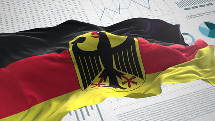Germany flag - Waving flag on report analytics data statement