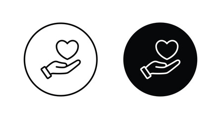 Heart in hand icons set vector