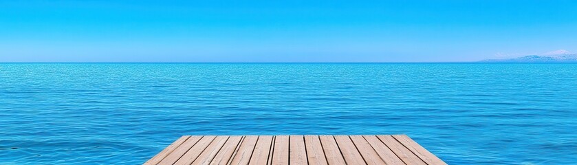 Fototapeta premium Emptiness of a quiet ocean horizon ocean theme water color.