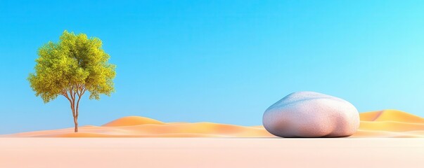 Peaceful emptiness in a desert landscape desert theme 3D render.