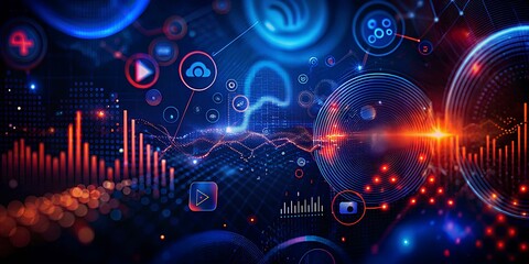 Obraz premium Digital Background for Tech, AI, Data, and Audio Visualizations