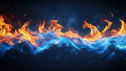 Fototapeta premium Explore the dynamic dance of fire and water flames