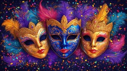 Obraz premium Celebrate carnival with vibrant decorative masks