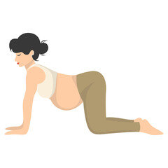 Obraz premium Pregnant Woman Doing Yoga Illustration. Healthy Activities. Isolated Vector Character.