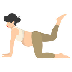 Pregnant Woman Doing Yoga Illustration. Healthy Activities. Isolated Vector Character.