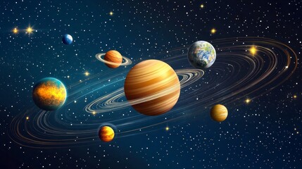 Naklejka premium solar system with space for text 