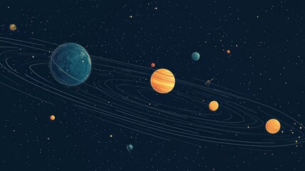 Fototapeta premium solar system with space for text 