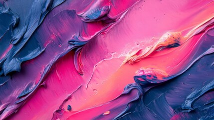 Abstract Swirls of Pink, Blue, and Yellow Oil Paint