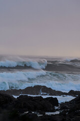 Crashing waves at the beach 