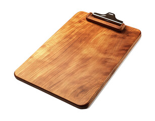 Fototapeta premium Wooden clipboard with a smooth surface, isolated on a white background.