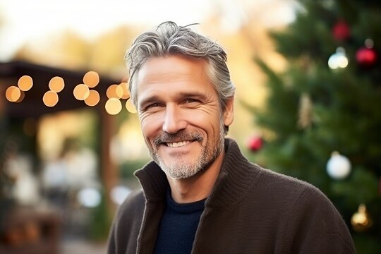 Portrait of a handsome middle-aged man smiling at the camera.