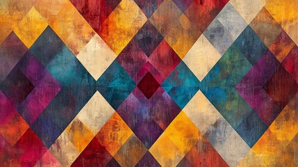 Abstract Geometric Pattern with Earthy Tones and Textured Diamonds